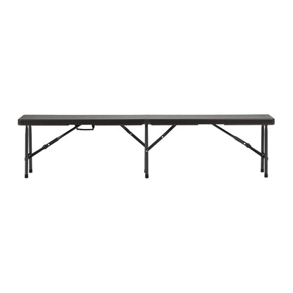 Black Set of 2 Rattan Plastic Outdoor Folding Bench
