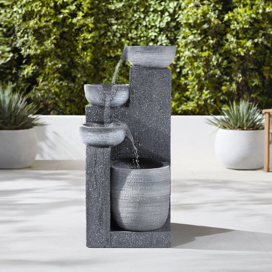 Outdoor Solar-Powered Water Fountain Rockery Decor