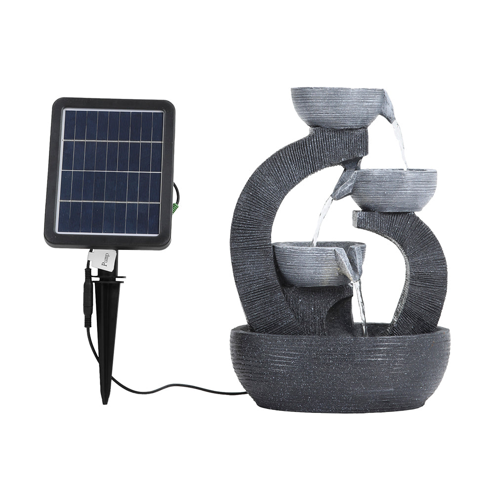 38.5CM Height Solar-Powered Garden Cascading Water Fountain with LED Light