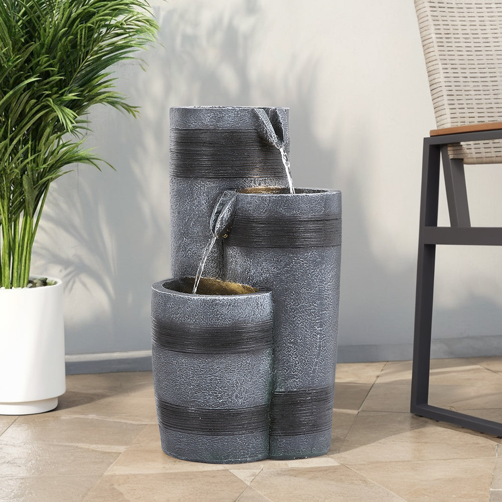 48CM Height Solar-Powered Garden Cascading Water Fountain with LED Light