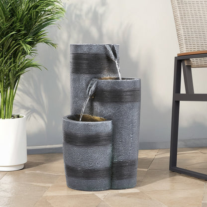 48CM Height Solar-Powered Garden Cascading Water Fountain with LED Light