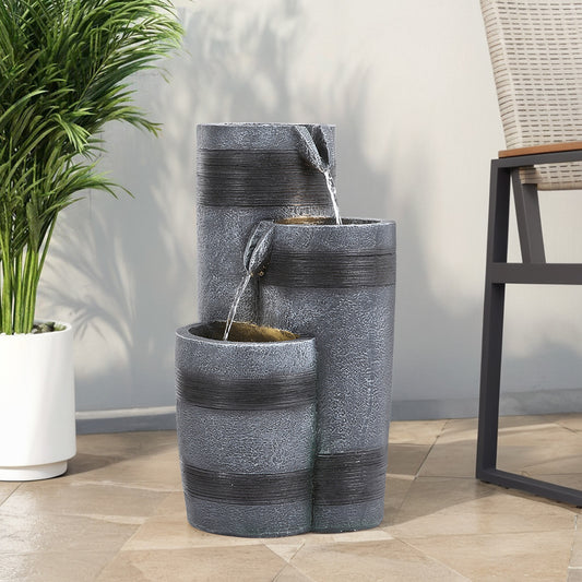 48CM Height Solar-Powered Garden Cascading Water Fountain with LED Light