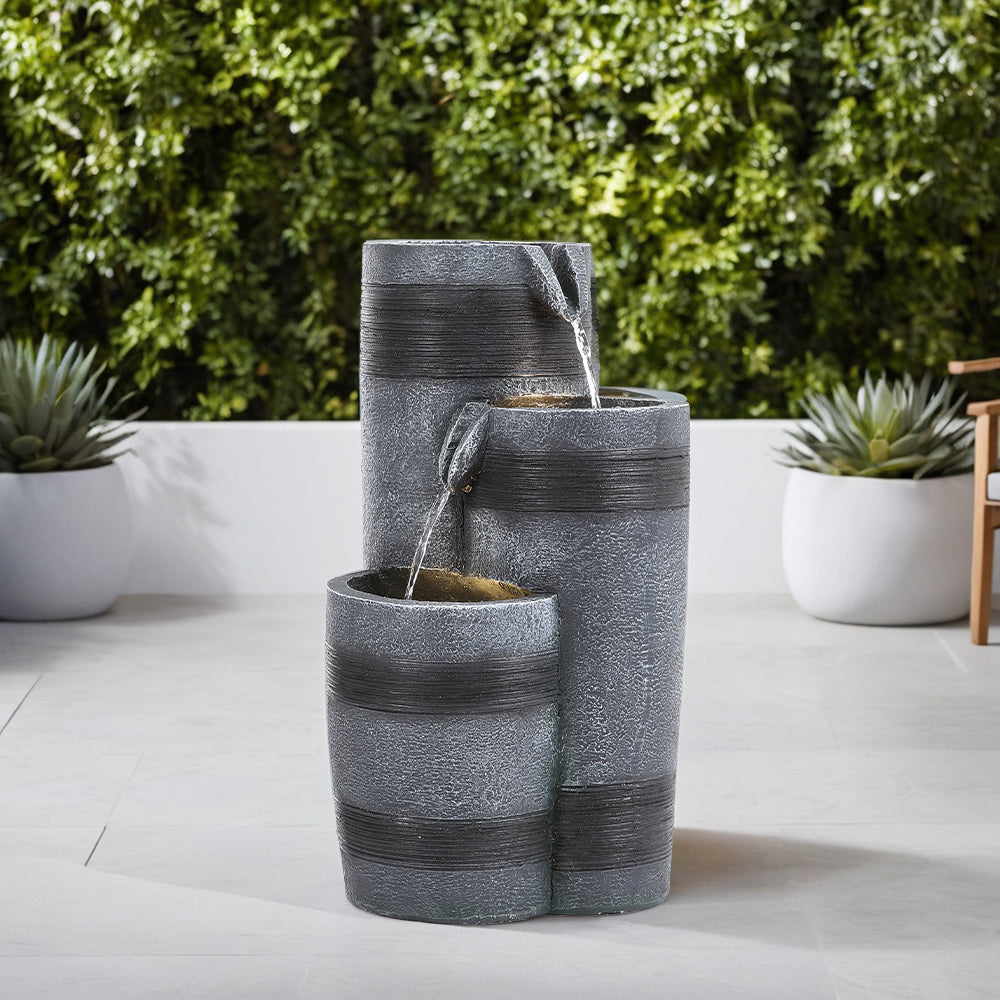 48CM Height Solar-Powered Garden Cascading Water Fountain with LED Light
