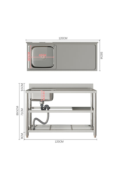 Durable Stainless Steel Sink with Side Drainer