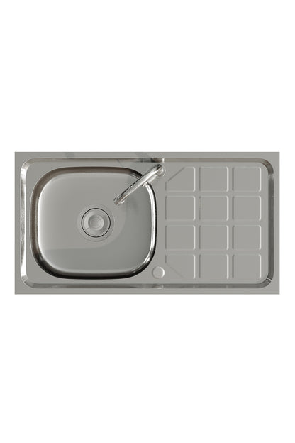 Stainless Steel One Compartment Sink with Shelves and Drainboard