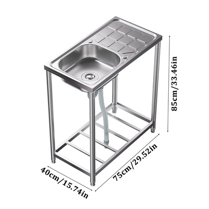 Industrial Stainless Steel Wash Sink with Drainboard
