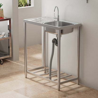 Industrial Stainless Steel Wash Sink with Drainboard