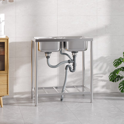 Stainless Steel 2 Compartments Commercial Sink