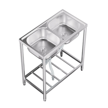 Stainless Steel 2 Compartments Commercial Sink