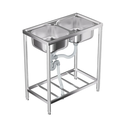 Stainless Steel 2 Compartments Commercial Sink