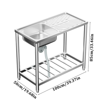 201 Stainless Steel Commercial Sink with Drainboard