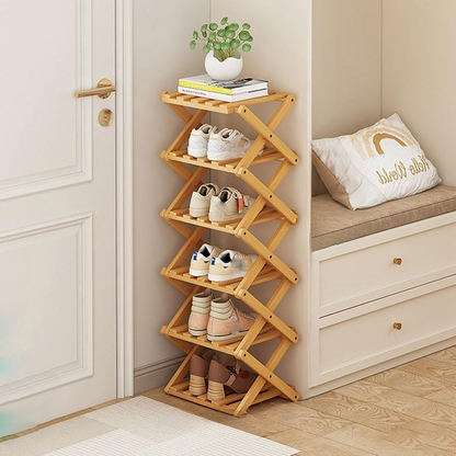 6-Tier Bamboo Folding Shoe Rack