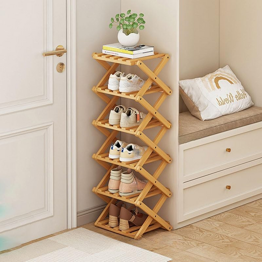 6-Tier Bamboo Folding Shoe Rack