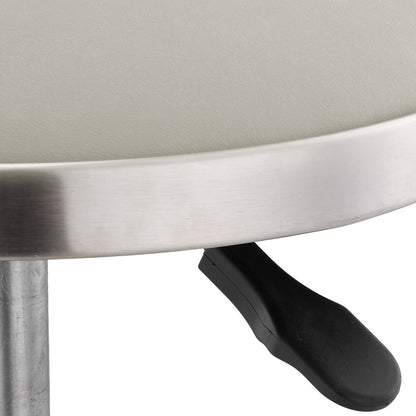 Height-Adjustable PU Leather Round Salon Rolling Stool