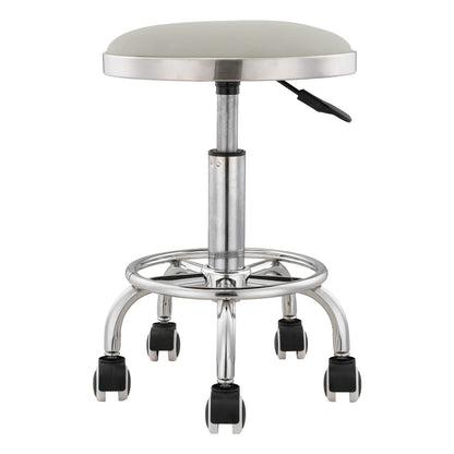 Height-Adjustable PU Leather Round Salon Rolling Stool