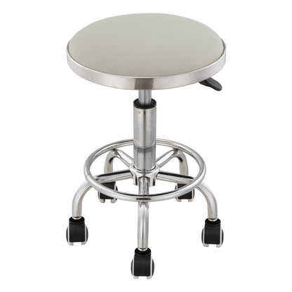 Height-Adjustable PU Leather Round Salon Rolling Stool