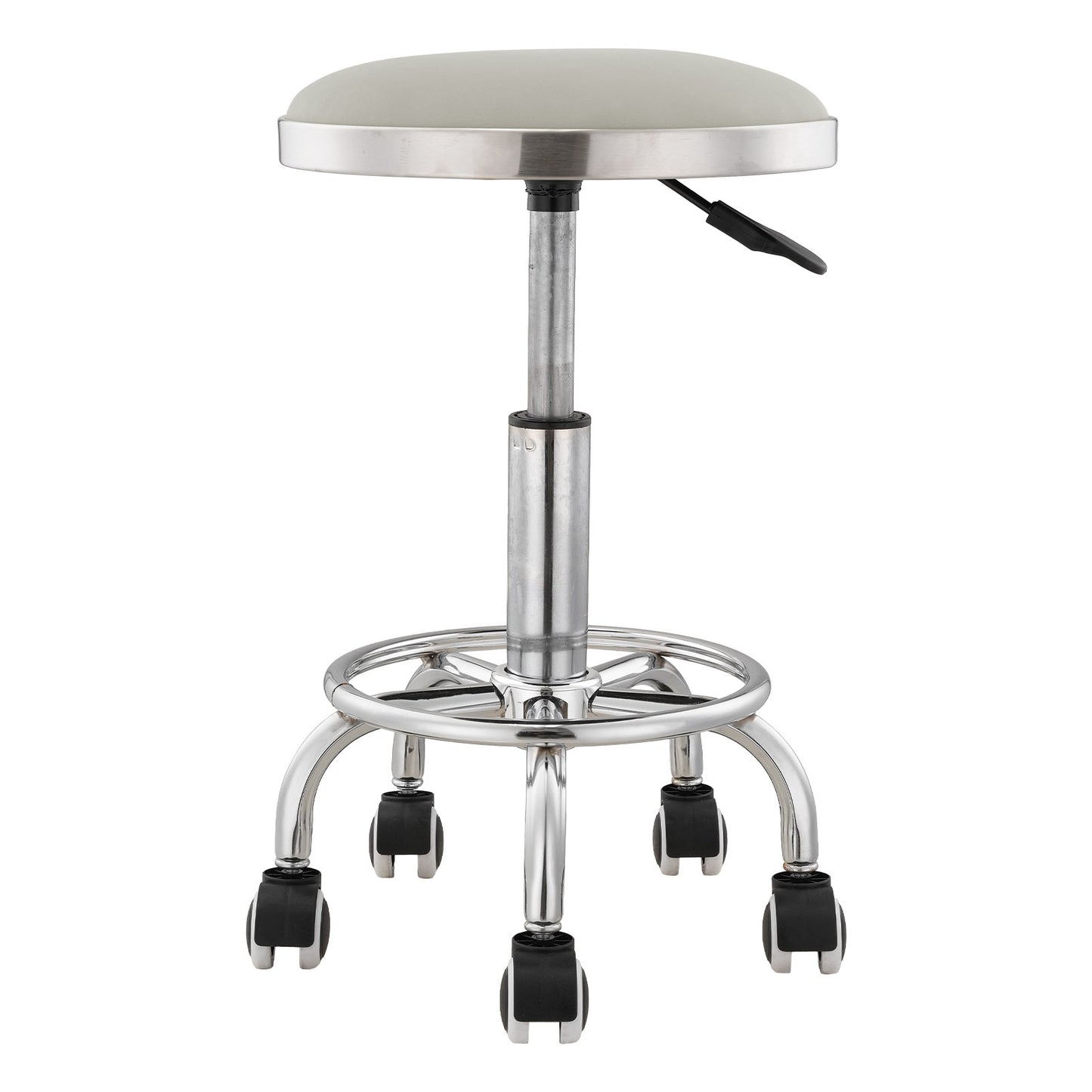 Height-Adjustable PU Leather Round Salon Rolling Stool