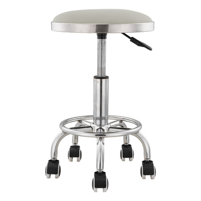 Height-Adjustable PU Leather Round Salon Rolling Stool