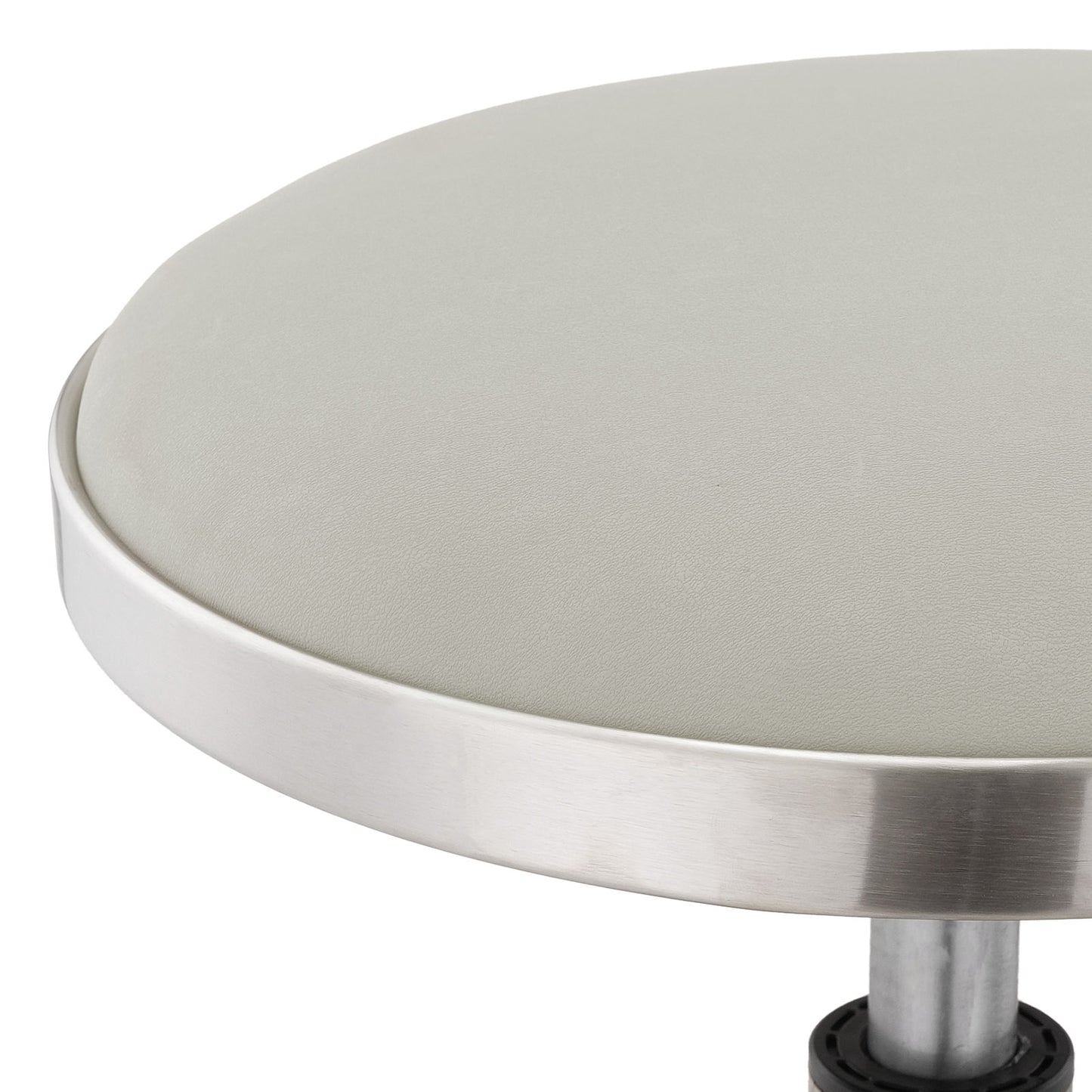Height-Adjustable PU Leather Round Salon Rolling Stool