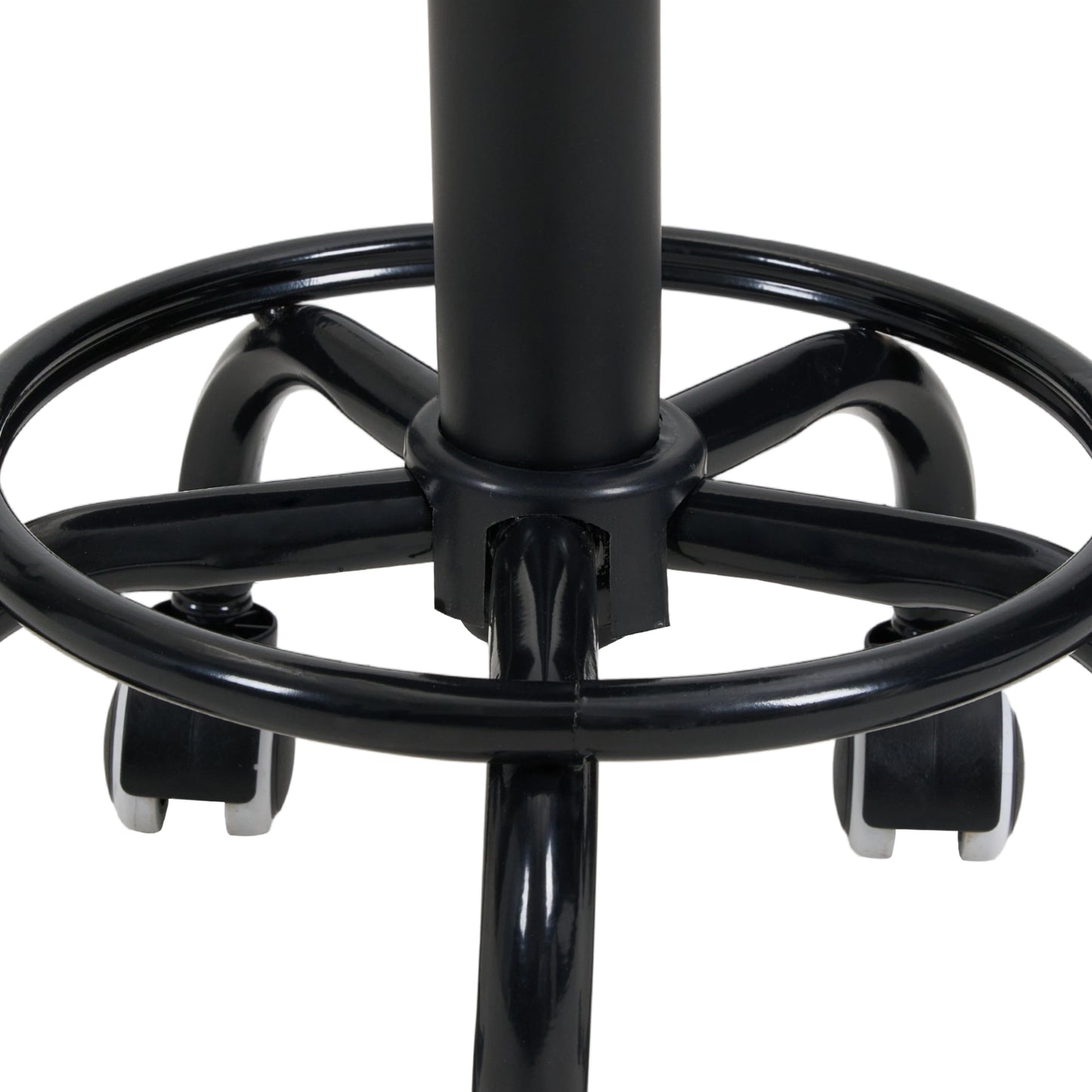 Height-Adjustable PU Leather Round Salon Rolling Stool