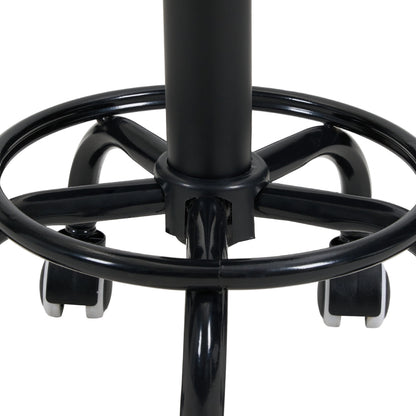 Height-Adjustable PU Leather Round Salon Rolling Stool