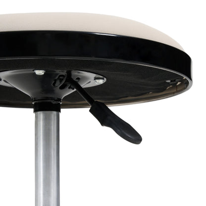 Height-Adjustable PU Leather Round Salon Rolling Stool