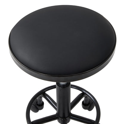 Height-Adjustable PU Leather Round Salon Rolling Stool
