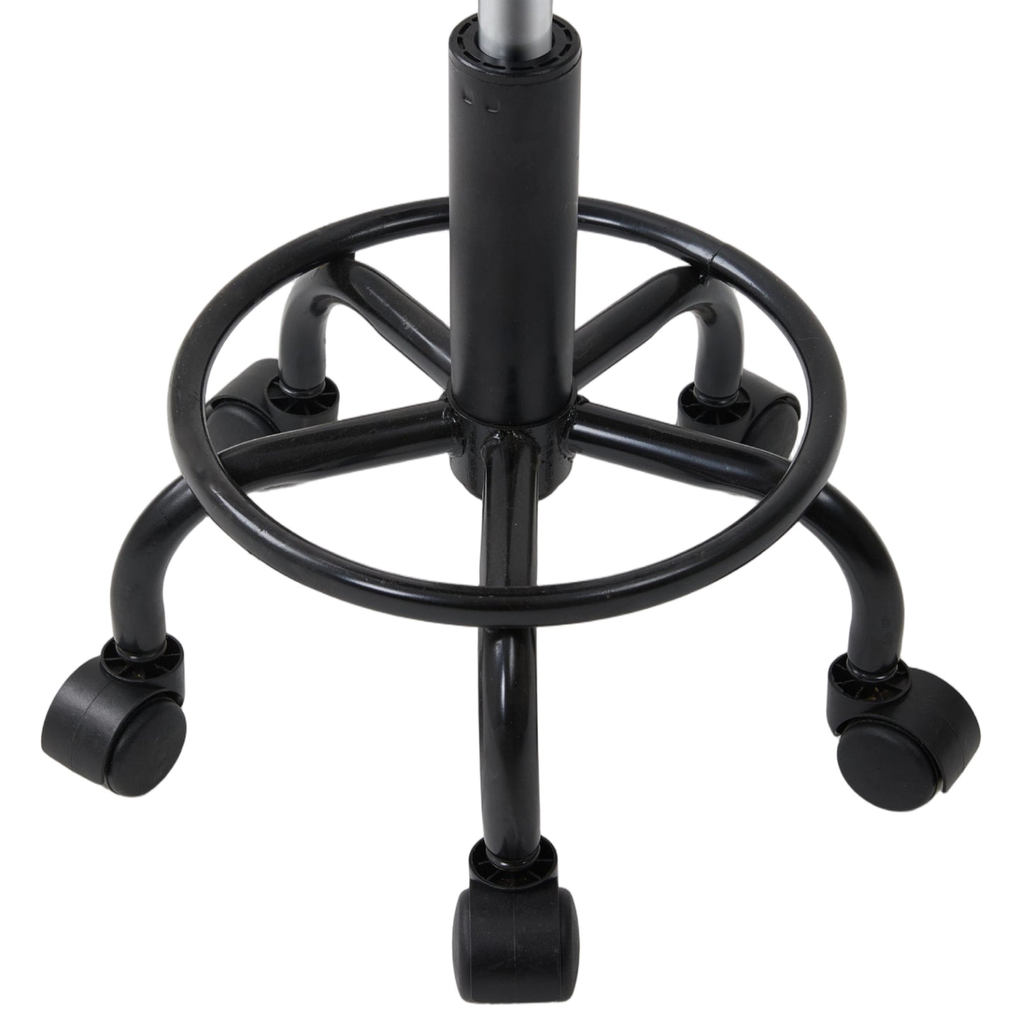Height-Adjustable PU Leather Round Salon Rolling Stool