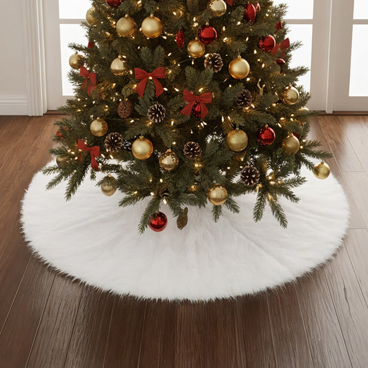 Snow White Plush Christmas Tree Skirt for Holiday Decoration, CD0148