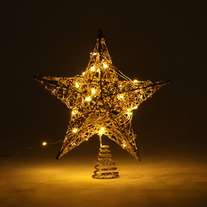 Decorative Star Sequins Christmas Tree Topper with LED Lights