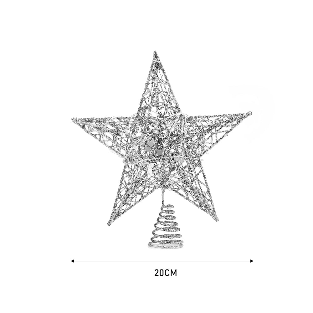 Decorative Star Sequins Christmas Tree Topper with LED Lights