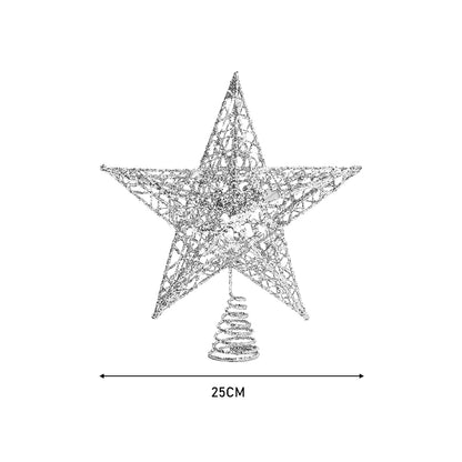 Decorative Star Sequins Christmas Tree Topper with LED Lights