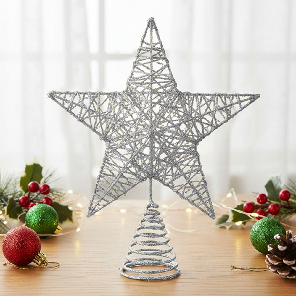 Decorative Star Sequins Christmas Tree Topper with LED Lights