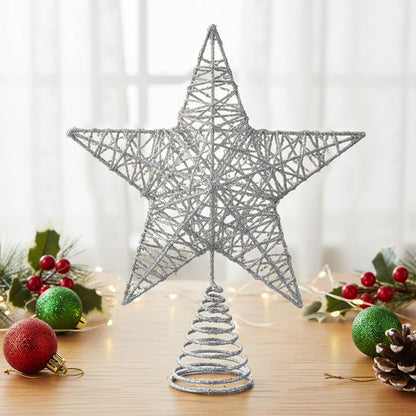 Decorative Star Sequins Christmas Tree Topper with LED Lights