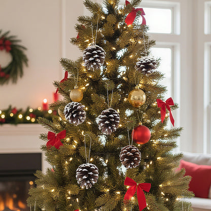 30 Pieces White Paint Christmas Tree Hanging Ornament Set