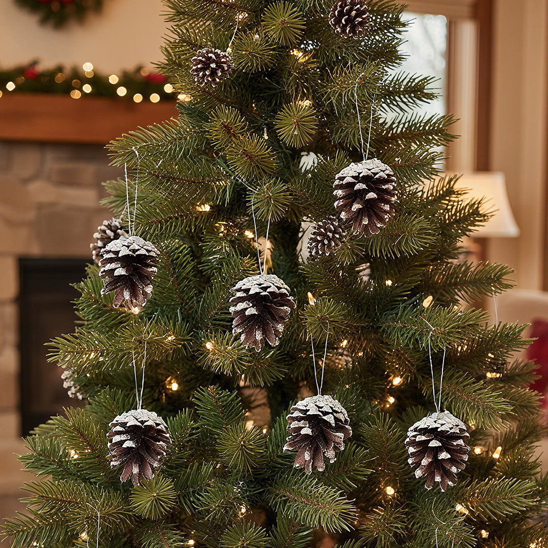 30 Pieces White Paint Christmas Tree Hanging Ornament Set