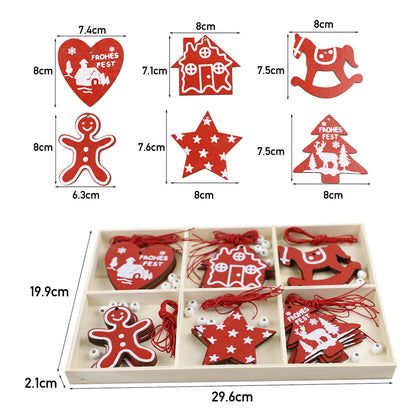 Christmas Tree Wooden Hanging Ornament Set