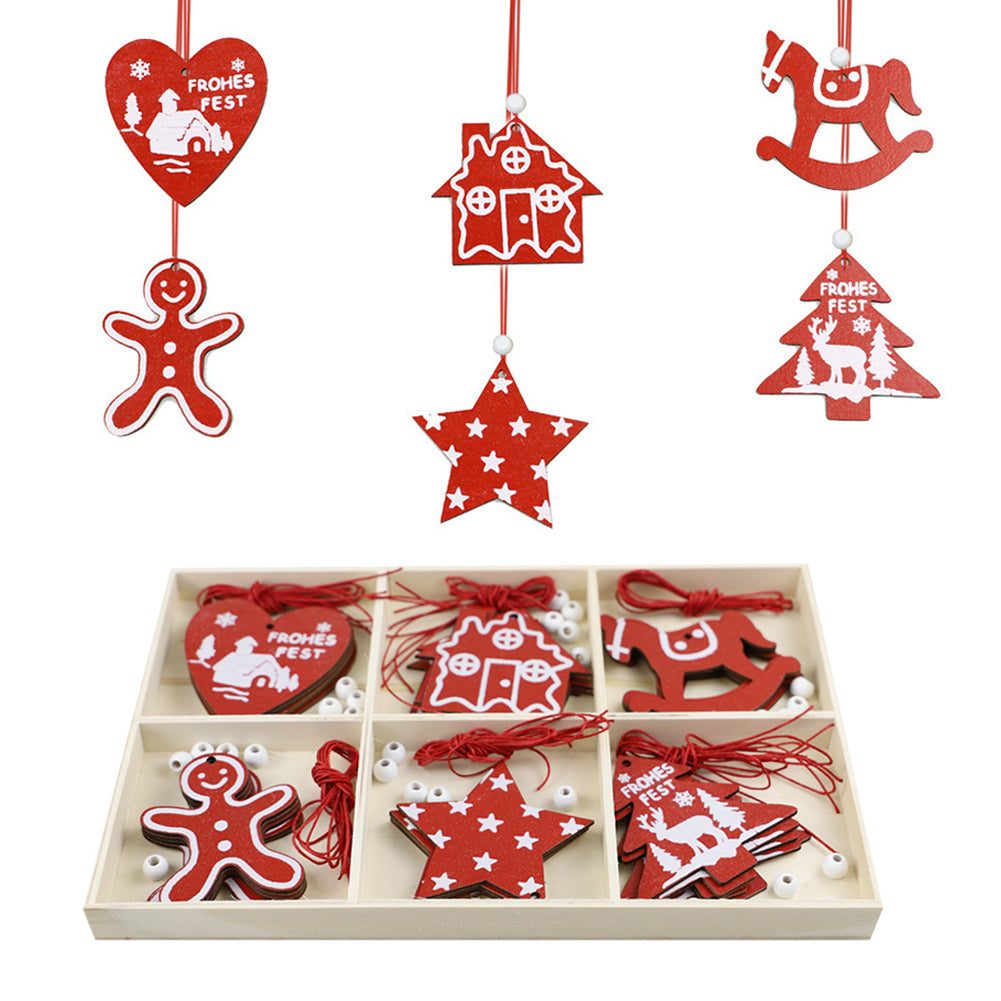 Christmas Tree Wooden Hanging Ornament Set