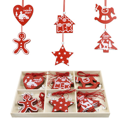Christmas Tree Wooden Hanging Ornament Set