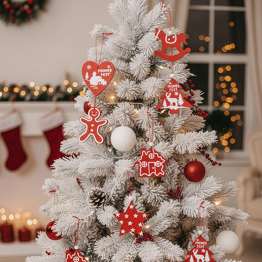 Christmas Tree Wooden Hanging Ornament Set