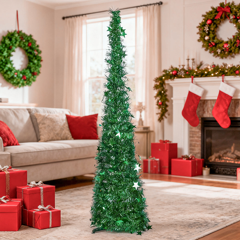 Collapsible 1.2M Pop Up Tinsel Christmas Tree with Base
