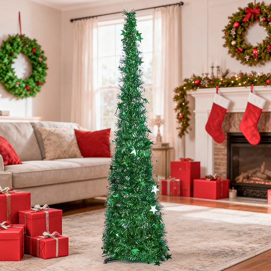 Collapsible 1.2M Pop Up Tinsel Christmas Tree with Base