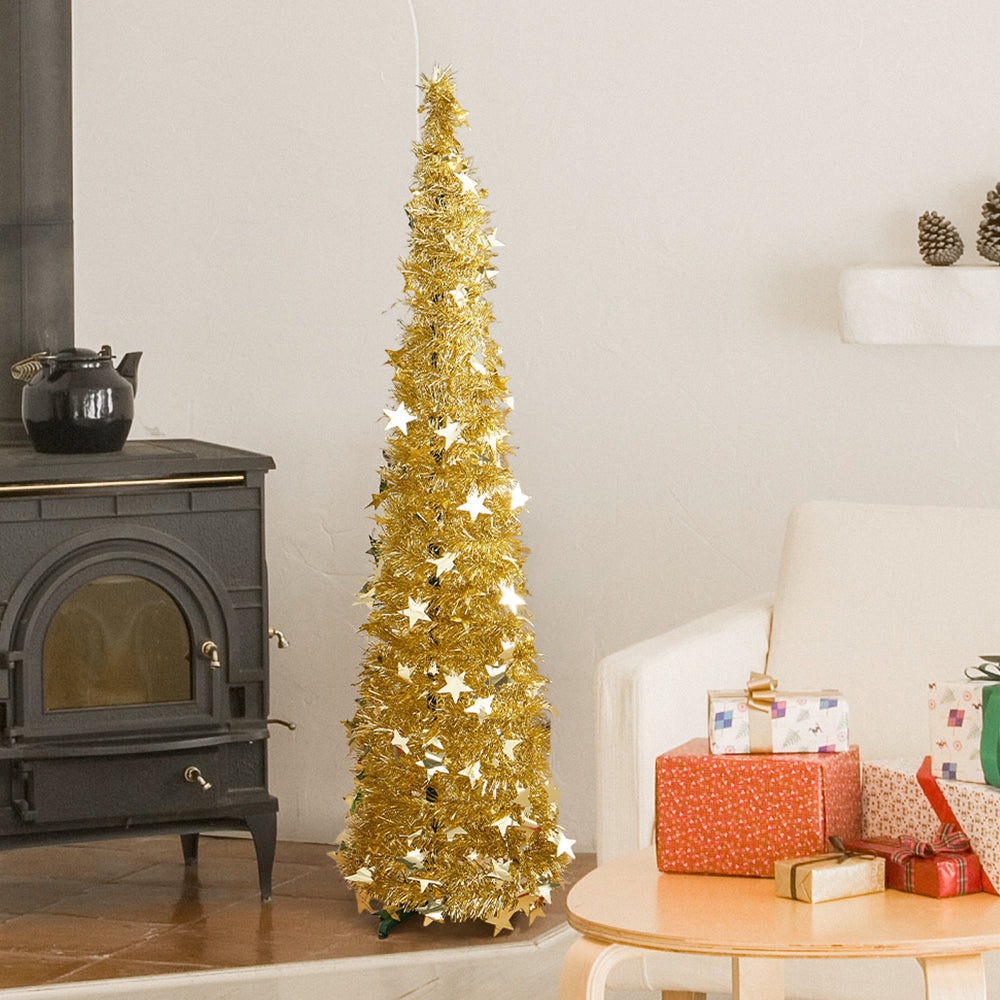 Collapsible 1.2M Pop Up Tinsel Christmas Tree with Base