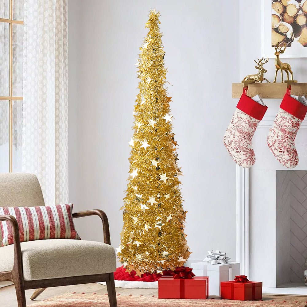 Collapsible 1.2M Pop Up Tinsel Christmas Tree with Base