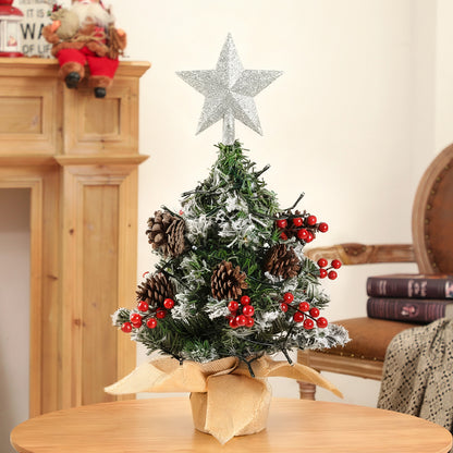 Mini Pre Lit Tabletop Artificial DIY Christmas Tree with Star Topper
