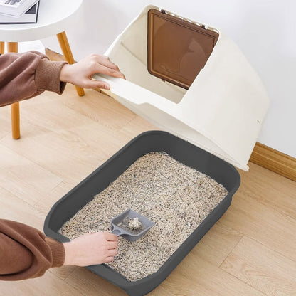 Large Hooded Top Entry Cat Litter Box with Scoop