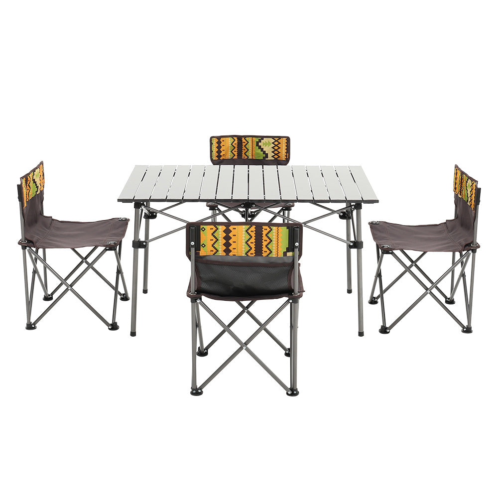 Portable Outdoor Camping Set with Foldable Table and 6 Chairs