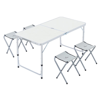 Folding Picnic Table with 4 Stools Portable Lightweight Aluminum Table Stools Set