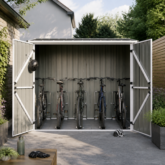 Outdoor Metal Storage Shed For 5 Bicycles