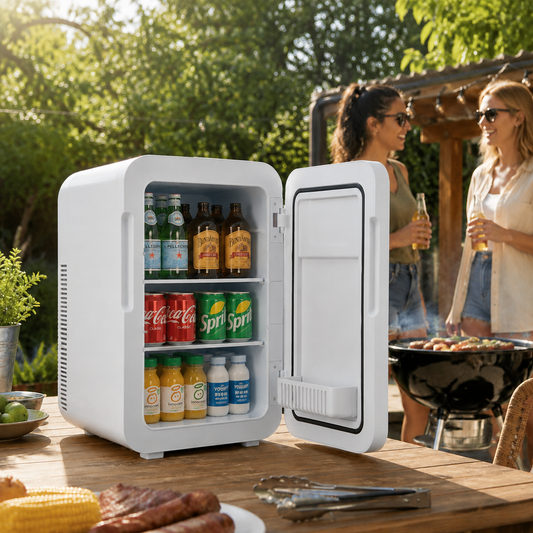 16L Dual-Use Mini Refrigerator with Glass Door